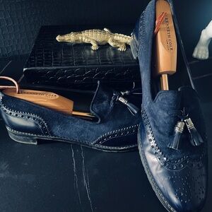 Stuart Weitzman Blue Loafers with Tassel Accents